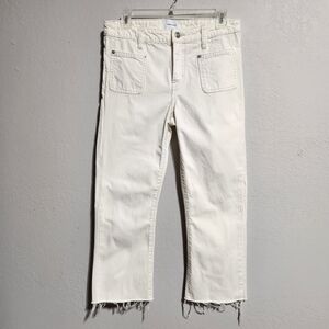 CURRENT/ELLIOTT SUGAR WASH RAW HEM STRAIGHT CROPPED JEANS SZ 28